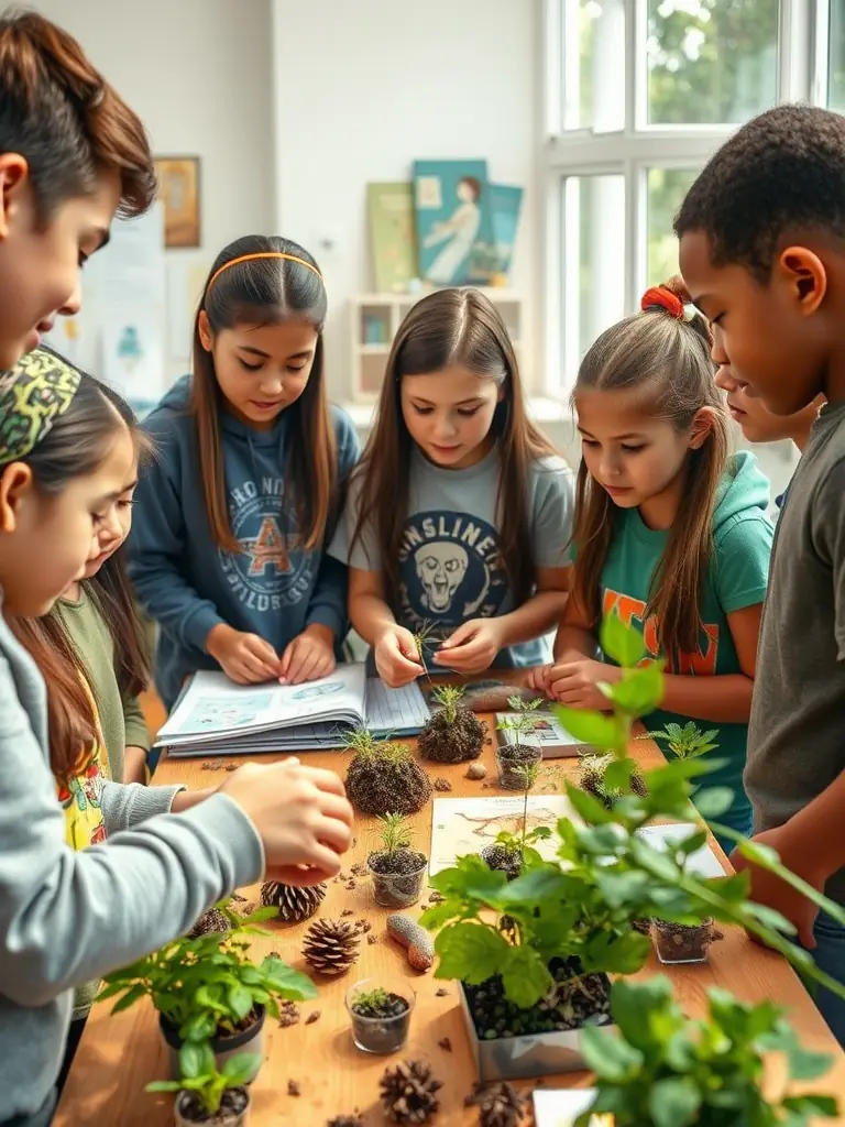 A group of children participating in an educational workshop about river ecosystems, learning about the importance of conservation and responsible fishing practices.
