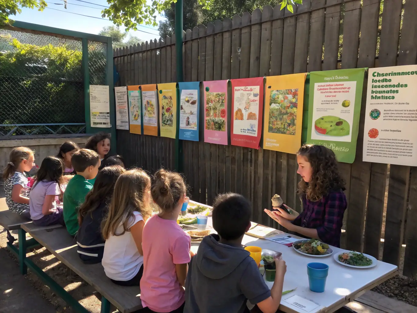 A photograph of children participating in a hands-on educational workshop about aquatic ecosystems and responsible fishing.